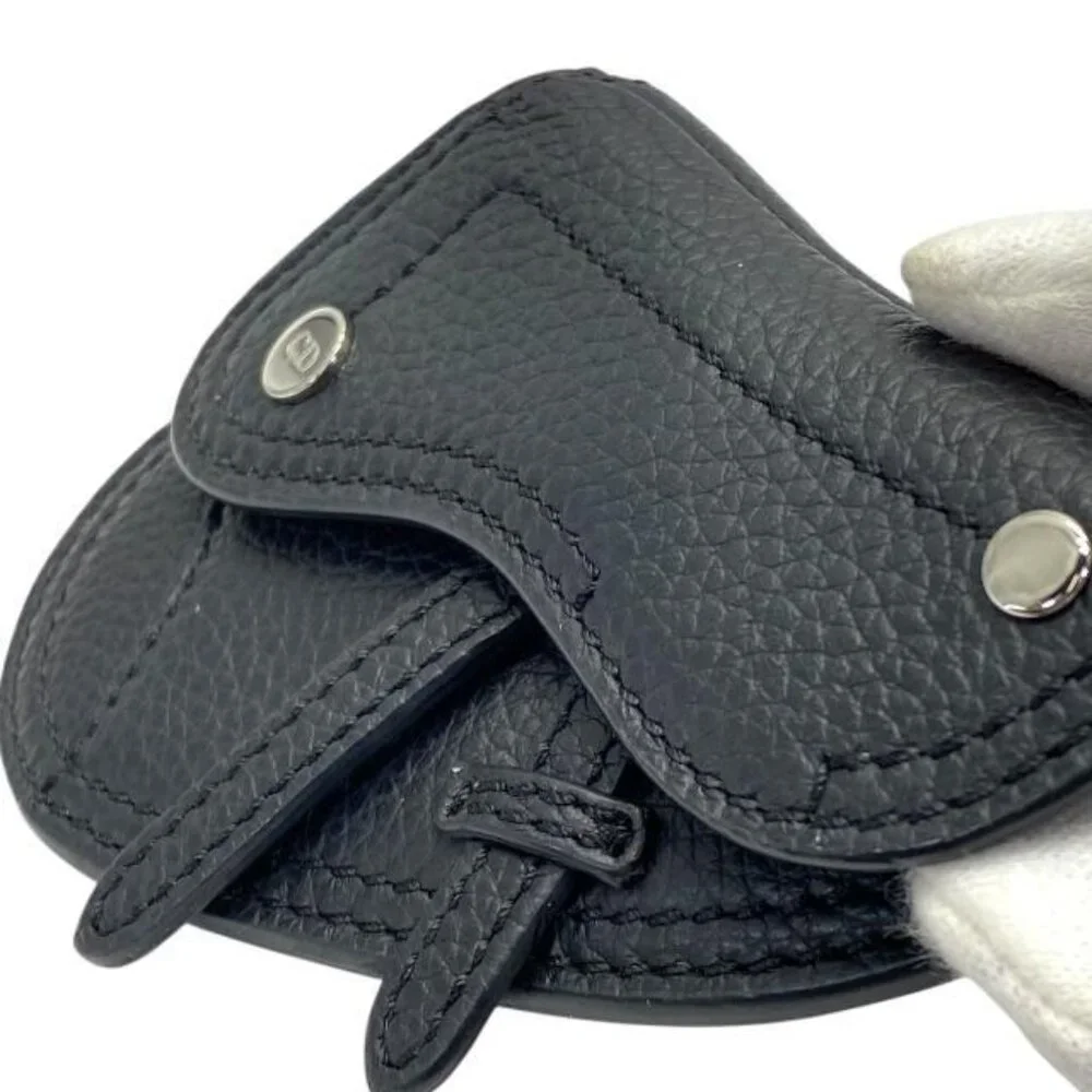 Christian Dior Saddle Pouch Mini Accessories Coin Case Fold Logo Leather Black